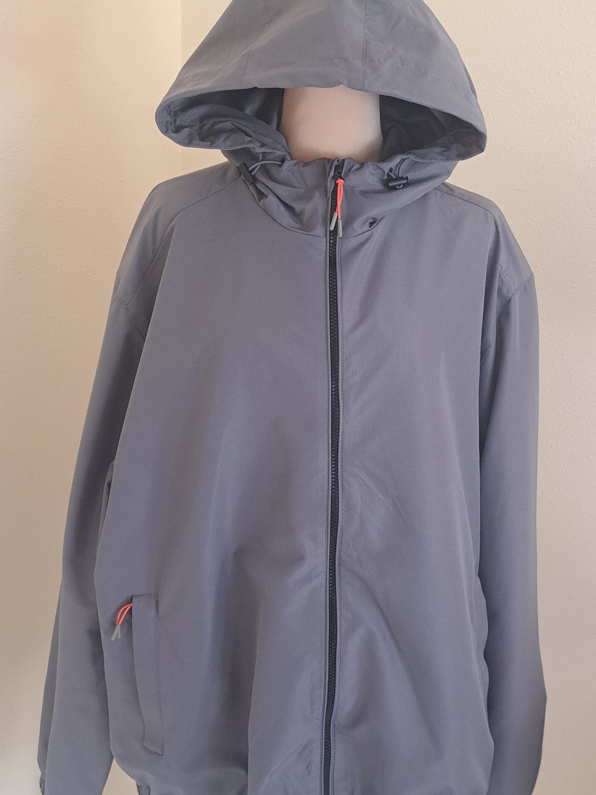 Ozark Trail Gray Windbreaker Jacket With Orange Logo Tag